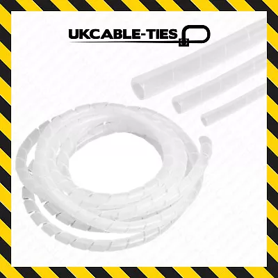 Spiral Cable Wrap White Cable Tidy Banding Loom PC TV Home Wire Management • £4.09