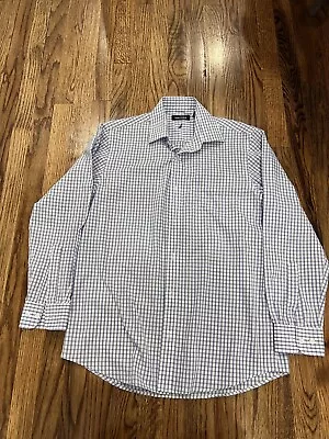 Nautica Men’s Long Sleeve Button Down Shirt Check Plaid Blue Size Medium • $15.05