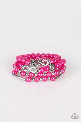 Paparazzi Bracelet - Limitless Luxury Hot Pink Infinity Bead Stretchy Elastic  • $2