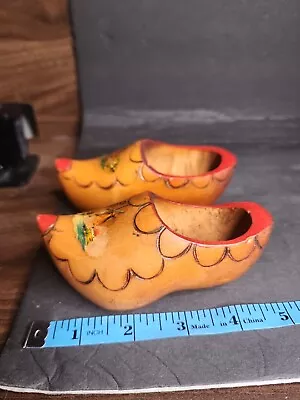 $19.65 • Buy VTG Small 5  Inch Pair Hand Carved Wooden Shoes Clogs Souvenir Holland Windmill 