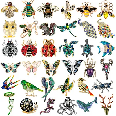 Vintage Insects Bee Crystal Brooch Pin Costume Badge Womens Party Jewellery Gift • £3.55