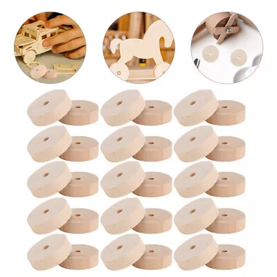  30 Pcs Log Wheel Kids Car Accessories Wooden Spools Dowels Classic • £9.75