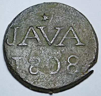 1808 VOC Netherlands East Indies JAVA Dutch 1 Duit Penny Old Antique 1800's Coin • $19.99