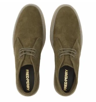 Fred Perry Men's Hawley Corduroy Shoes In Uniform Green Brand New Size 11 • £79