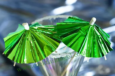 20 X GREEN Foil  Cocktail UmbrellasDRINK DECORATIONS • £2.80