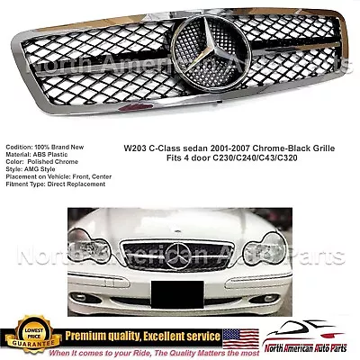 C63 AMG Style Grille C-Class Black-Chrome 01-07 C230 C320 C240 W203 Sedan • $135