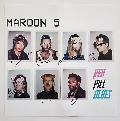 Maroon 5 Signed Red Pill Blues 12 X12  Lithograph Art Print Flat 3 Autos RAD • $23.99