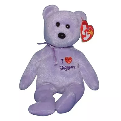 Ty Beanie Baby-I LOVE SINGAPORE BEAR 8 5' EXCLUSIVE NEW MWMT's • $9.95