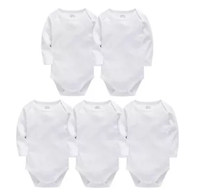 Baby Boy Girl Unisex Newborn 5 White Long Sleeve Bodysuits • £14.99