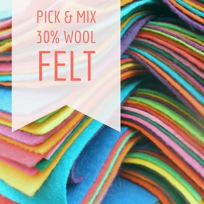 Wool Blend Felt Square - Pick & Mix Your Colours - 9 Inch / 22cm Squares • £1.40