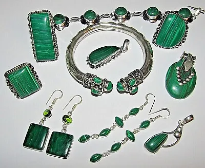 Lovely Choice Of GREEN MALACHITE Pendants Bangles Bracelets Rings Earrings New • £12.99