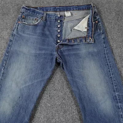 Levis 501 Jeans Men 38x32 Blue Button Fly Denim Pants Light Vintage 90s 7878 • $49.95