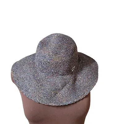 Vintage Betmar New York Black Speckled Wide Brimmed Floppy Hat • $15.99