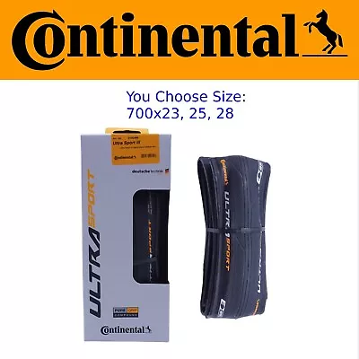 Continental Ultra Sport III 700 X 23 25 Or 28 Bike Tire Folding PureGrip • $32.95