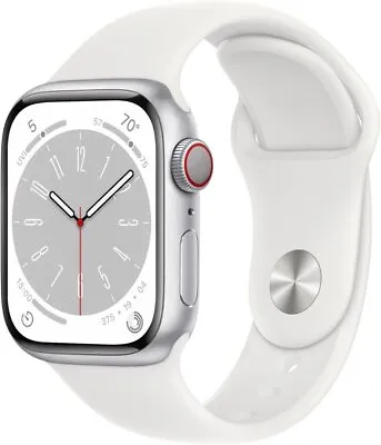 Apple Watch Series 8 GPS Cellular 41mm White Band Silver Case Smartwatch • $249.95