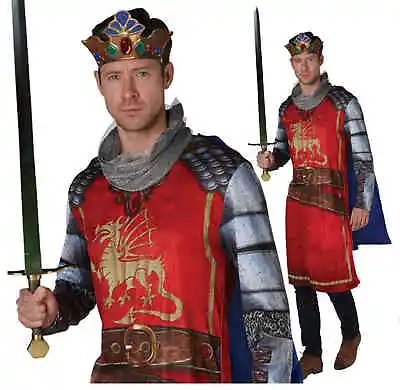 Adult Mens King Arthur Crusader Tudor Prince Knight Stag Fancy Dress Costume • £27.48