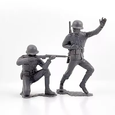 2 Louis Marx 1960's Large Toy Soldiers - Gray German Soldier • $19.99