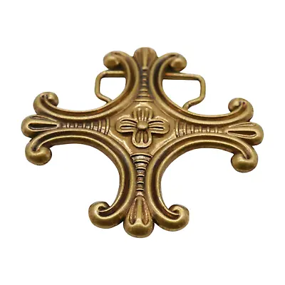 Men Women Belt Buckle Vintage Gold Color Metal Jeremiah Big Cross Saint Maurice • $14.95