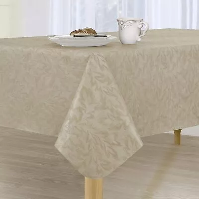 Everyday Luxuries Sonoma Damask Print Flannel Backed Vinyl Tablecloth Vanilla • $18.99