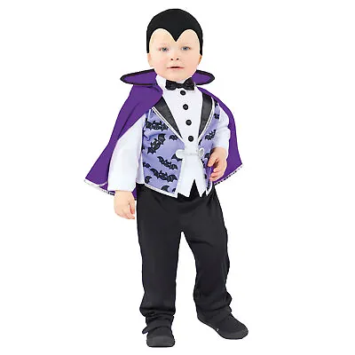 Childs Toddlers Baby Lil Vamp Fancy Dress Vampire Costume Kids Gothic Halloween • £16.99