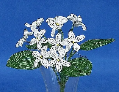 Vintage French Glass Beaded White Violet Flower Bouquet • $27.99