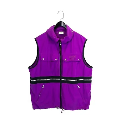 Greenstone Park Vintage 90s Bright Purple Military Style Fleece Gilet - Size XL • $47.31