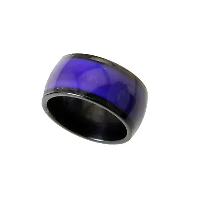 S15 Black Stainless Steel 10mm Wide Mood Ring Endless Band Color Changing 1970's • $12.99