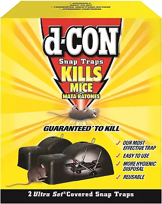 D-CON Reusable Ultra Set Covered Mouse Snap Trap 2 Traps NEW FREE &FAST SHIPPING • $26.87