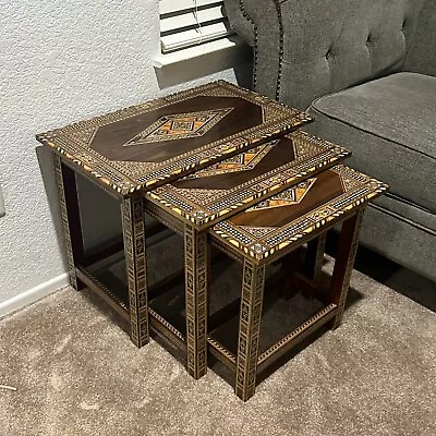 Syrian Handmade Side Tables Mother Of Pearl Tables Coffee Side Tables • $544.99