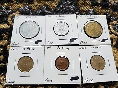 Chile : Collection Of 6 Different Circulated Coins - Ii • $1.29