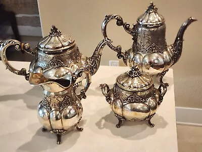 Vintage Repousse Italian 800 Silver 4pc Tea / Coffee Set  • $3250