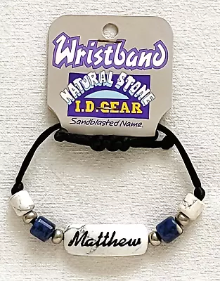 ID Wristband / Bracelet - Natural Stone - Sandblasted Name - Matthew - Brand New • £2.99