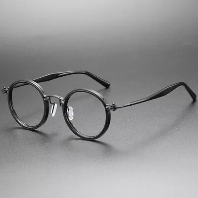 Women Men Round Titanium Acetate Eyeglass Frames Retro Glasses Frame RX-able A • $38.69
