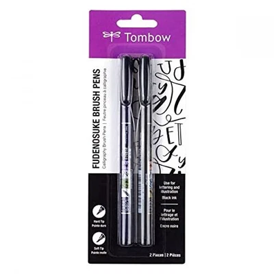 $13.90 • Buy Tombow Fudenosuke Brush Calligraphy Brush Pen 2 Pens Set AU