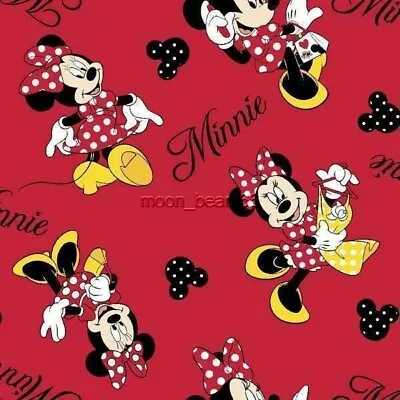 33 L X 44 W (33 Inches) Disney Minnie Mouse Loves To Shop Red Flannel Fabric • $8.25