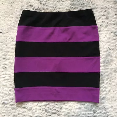 Ann Taylor Women's Skirt Size 6 Straight Purple Black Colorblock Knit New $88 • $20.99