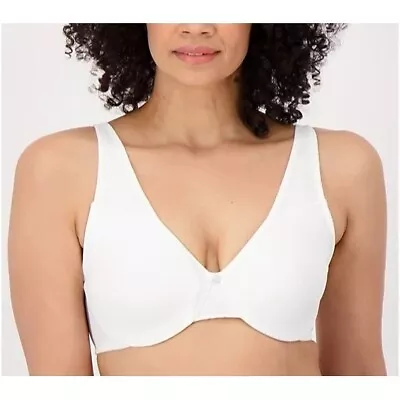 Breezies Sleek Shape Matte Micro Underwire Minimizer Bra White Floral Lace 40DDD • $14.99