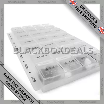 Weekly Pill Box 7 Day 28 Compartment Tablet Organiser Medicine Storage Dispenser • £3.29