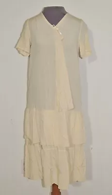 1920's Ivory Silk Drop Waist Flapper Dress SM • $35