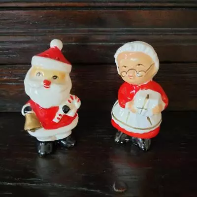$9.99 • Buy Pair Vintage Ceramic Santa Claus And Mrs Claus Christmas Salt Pepper Shakers