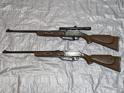 2 Daisy POWERLINE 881 BB Guns .177cal  Air Rifle W Kmart All Pro Scope Vtg PAIR • $50