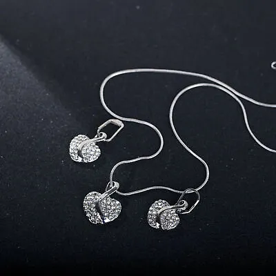 £3.86 • Buy 925 Silver,Gold Earrings Necklace Crystal Pendant Women Wedding Jewelry Set Gift