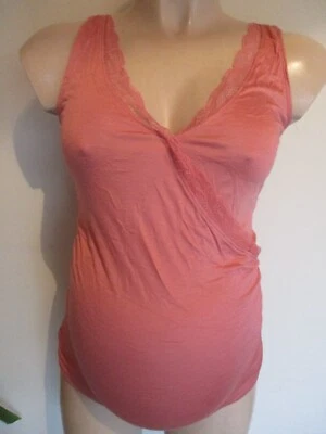 £0.99 • Buy H&m Mama Maternty Pink Lace Trim Vest Top Size S Uk 8-10 Bnwt