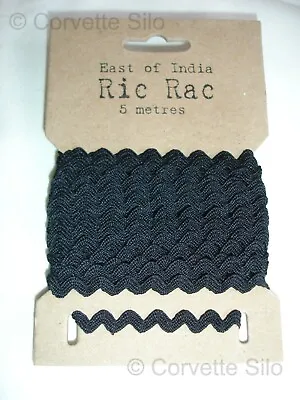 East Of India Ric Rac ~ Ribbon ~ Sewing ~ Craft ~ Black ~ Cardmaking ~ Gift ~ 5m • £2.95