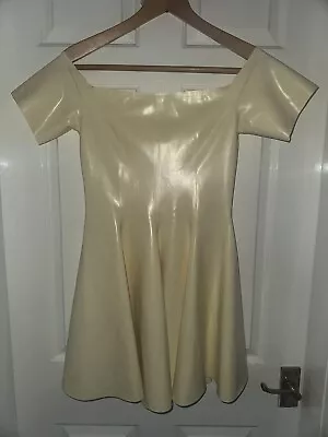 Cream High Quality Latex Off The Shoulder Dress Size 10 Maid Nurse • £70