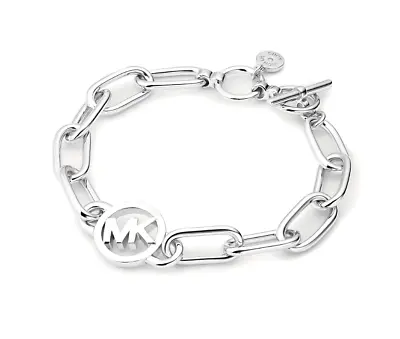 Michael Kors MK Logo Silver Brass Chain Toggle Bracelet MKJ7744040 + MK BOX • $67.49