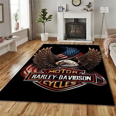 Harley Davidson Rug Motorcycle Them Rug Living Room Rug Popular Rug Gift • $12.35