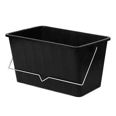 15L Black Paint Scuttle With Metal Handle Large Rollers Plastic Ribbed Bucket • £7.50