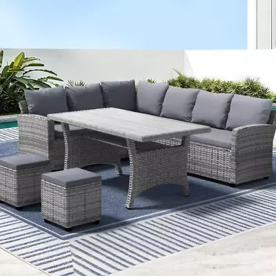 8 Seater Rattan Outdoor Table And Chairs Lounge Set Wicker Dining Tables Chair S • $1913.66