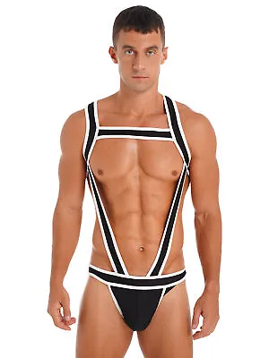 Mens Bodysuit Jockstrap Wrestling Singlet Body Chest Harness Jumpsuits Underwear • $10.99